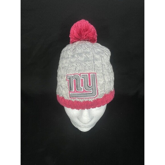 New Era NFL New York Giants Breast Cancer Awareness Knit Beanie Hat Pink Grey - Picture 1 of 5